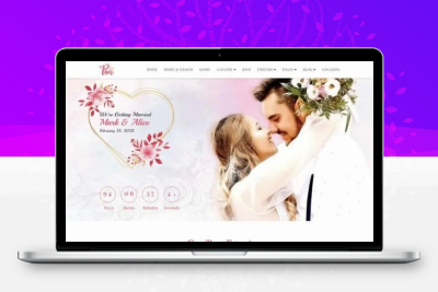 婚纱摄影婚礼主题网站模板 婚庆婚纱照客片套餐预约自适应HTML源码