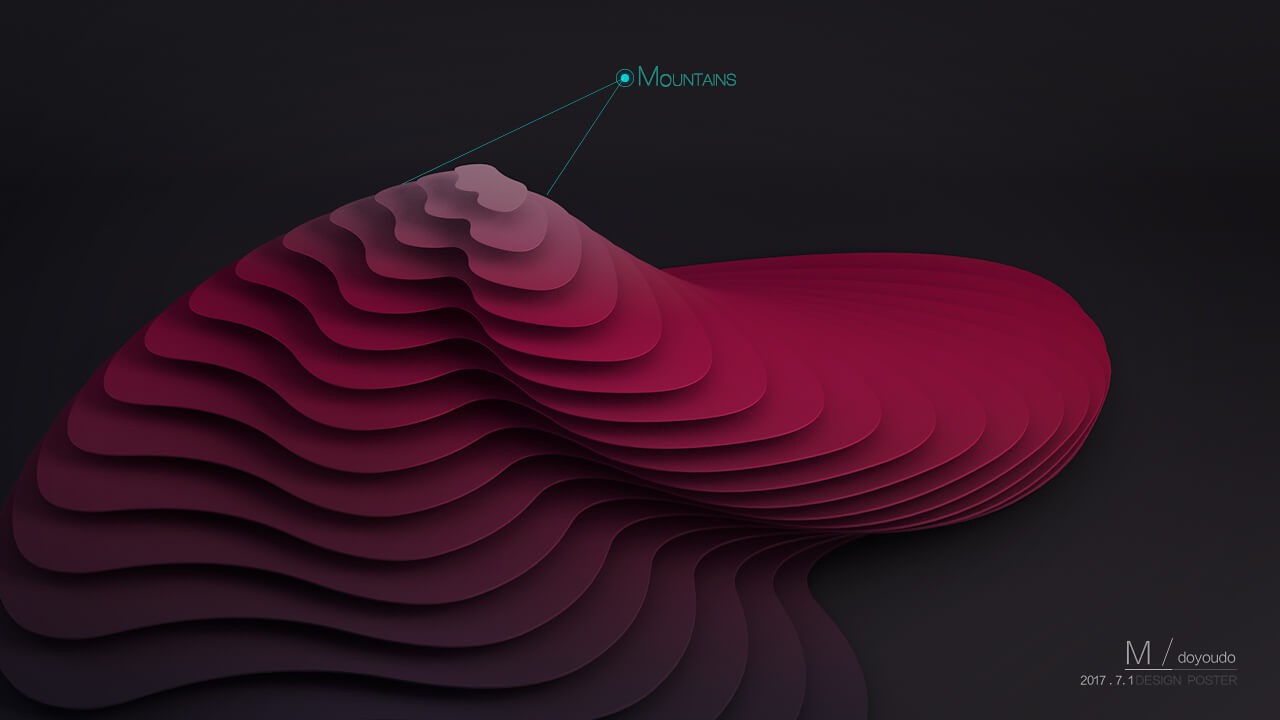 【C4D教程】制作风格化抽象山峦海报