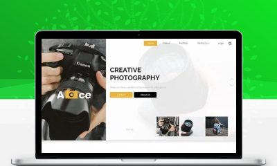 创意摄影单反相机网站模板 摄影器材门店作品展示自适应HTML源码