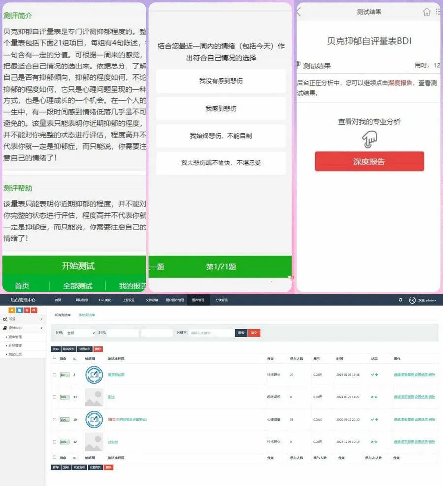 ThinkCMF付费心理测试PHP源码 H5心理测评带微信支付
