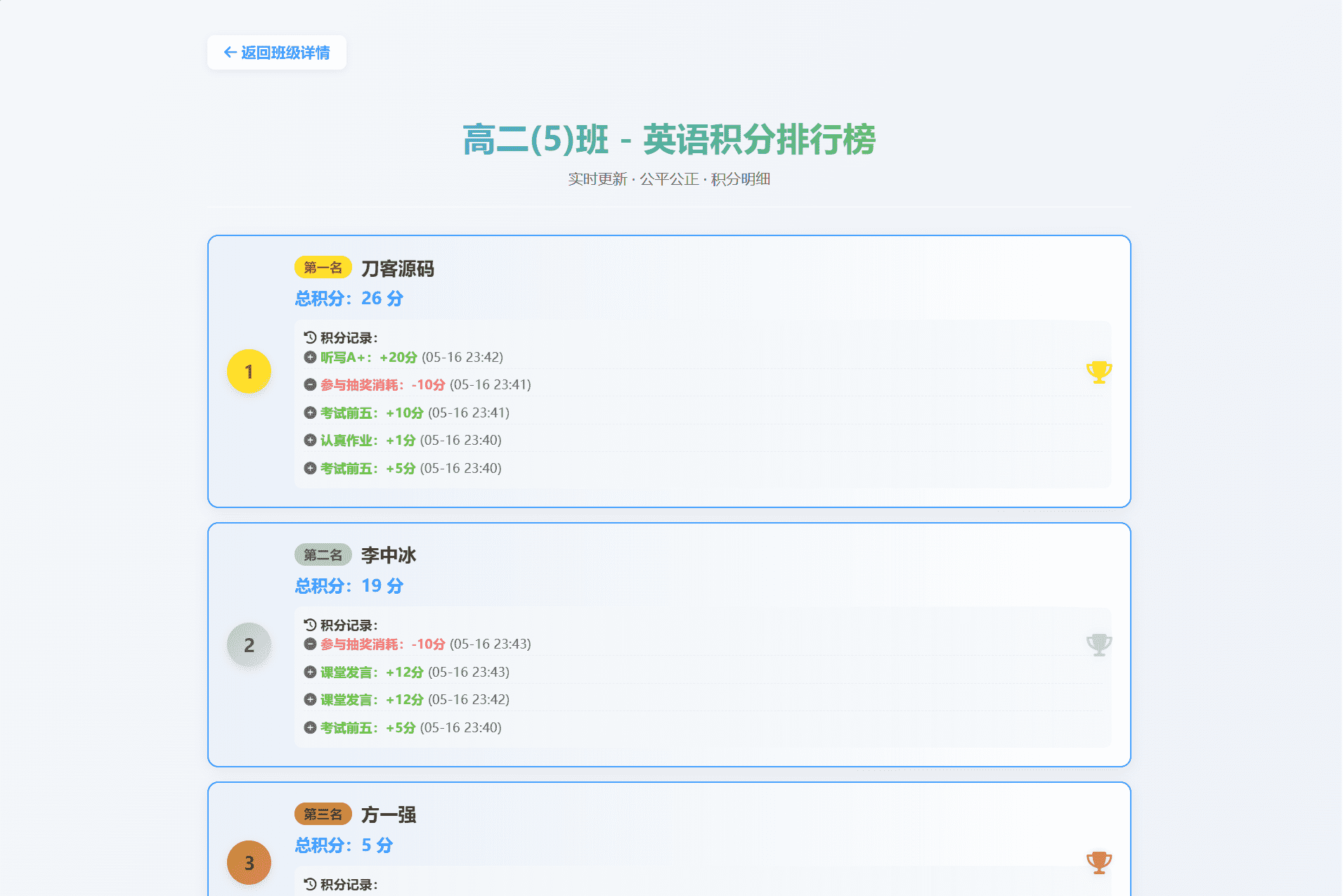 班级学生积分抽奖系统源码 日常表现记录管理程序全开源