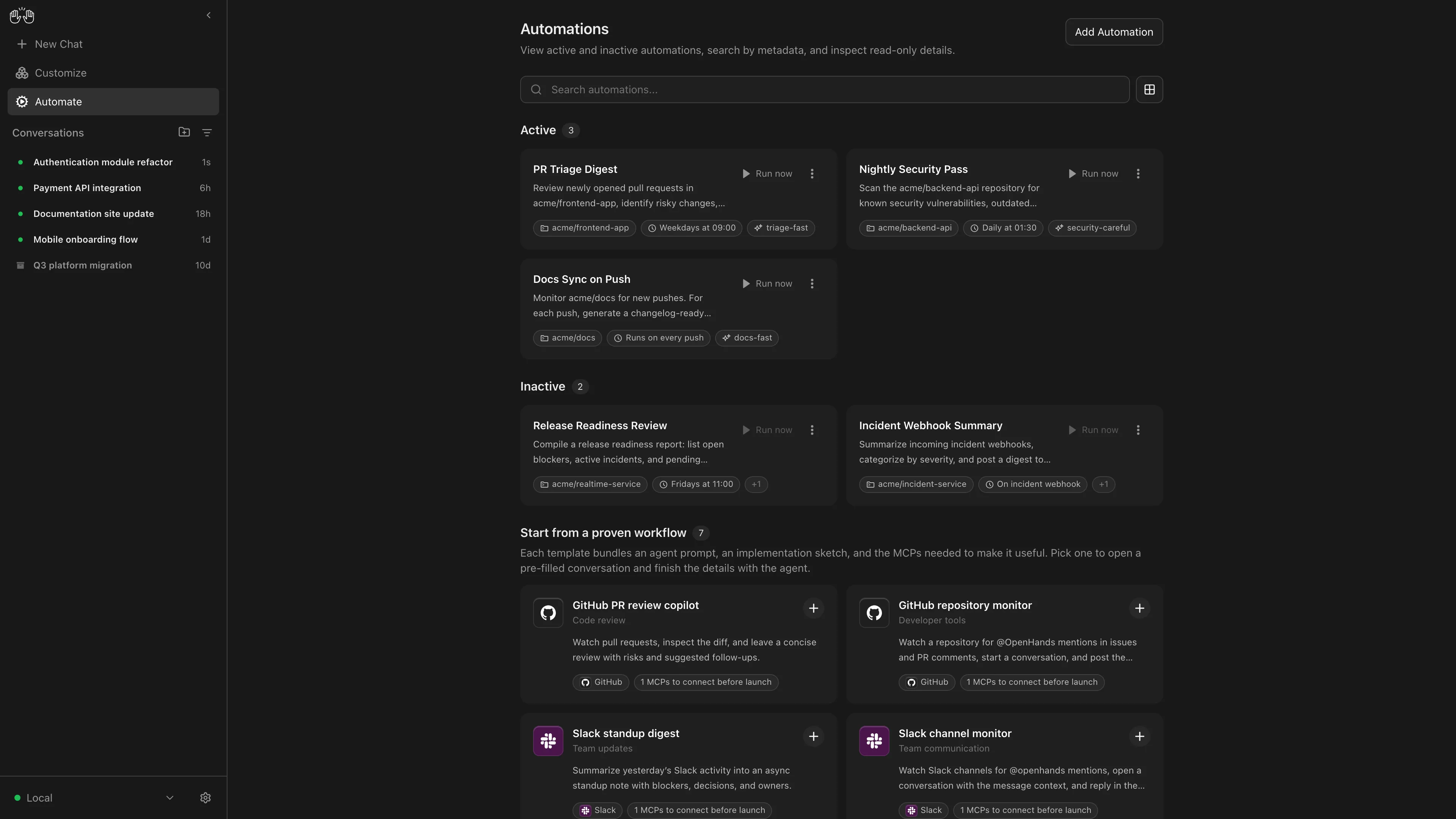 OpenHands Agent Canvas编码代理控制中心源码 AI智能体代码助手平台源码