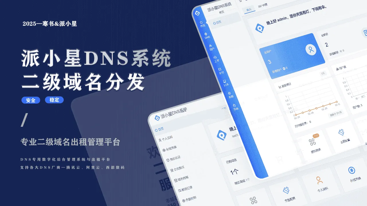 派小星DNS二级域名分发公测免费版源码