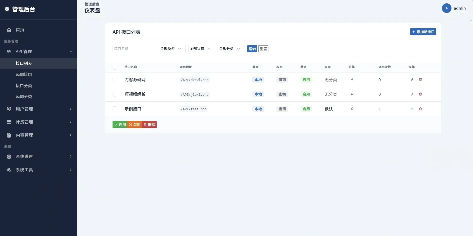 开源API管理系统源码下载 支持API计费/流量统计/权限管理 一键部署